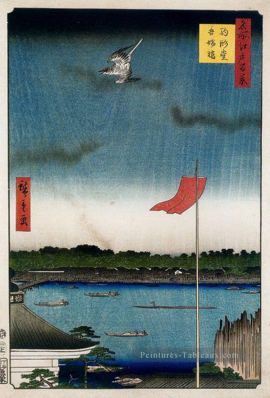 komokata Hall et Azuma Bridge 1857 Utagawa Hiroshige ukiyoe Peintures à l'huile